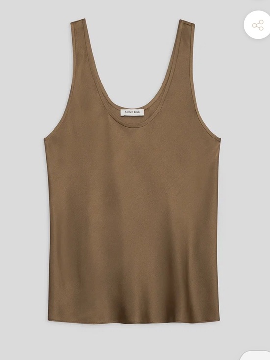 Anine Bing Tops - Anine Bing Taupe Satin Scoop Tank